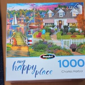 RoseArt "My Happy Place" 1000-Piece Puzzle - Colorful Harbor Scene